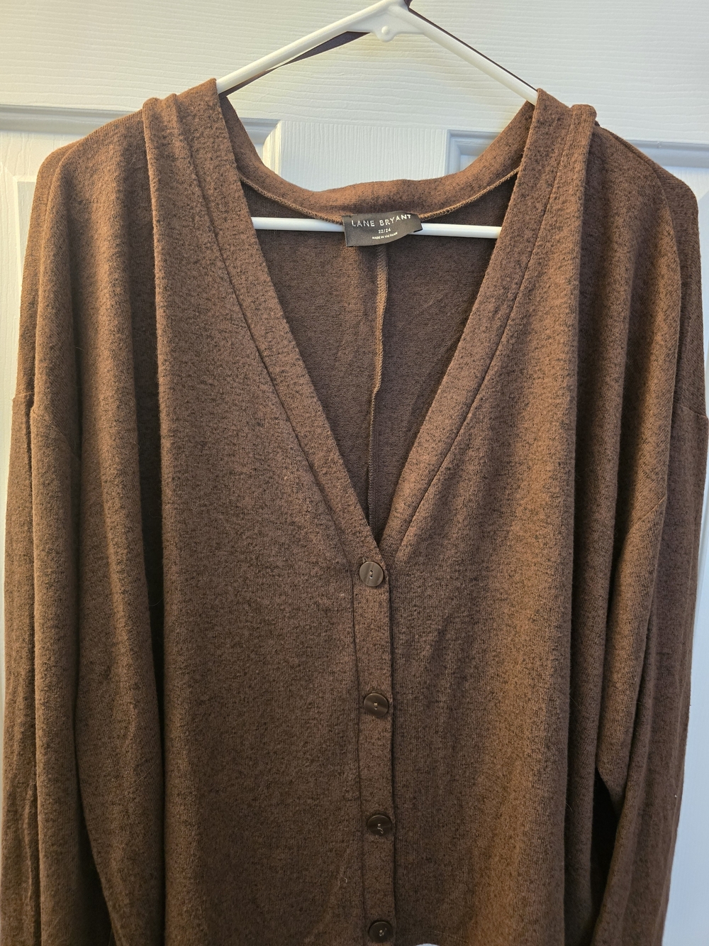 Lane Bryant Chestnut Brown Button-Front V-Neck Cardigan - 22/24